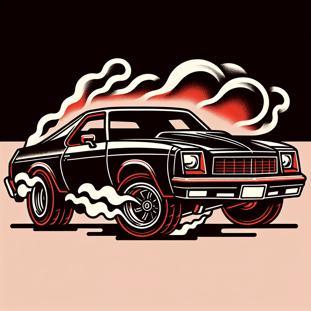 1985 chevrolet el camino with smoking tires