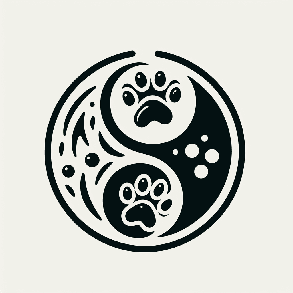 ying yang with 2 paw prints instead of dots