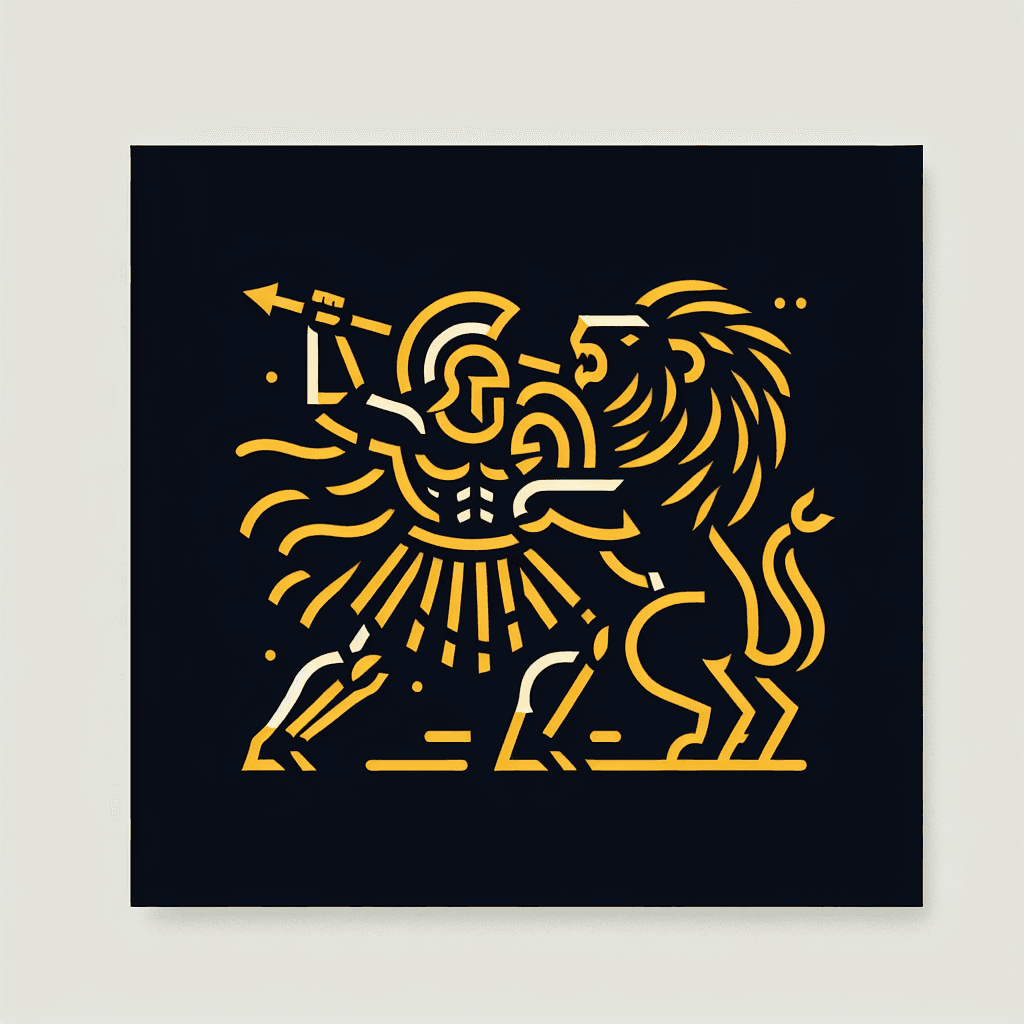 gladiator fighting a lion