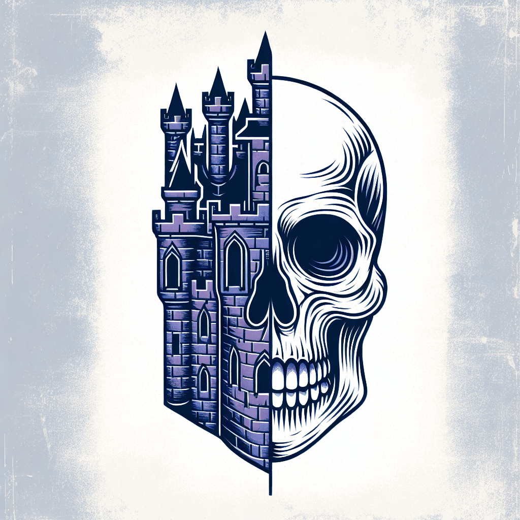 half creepy castle half skull