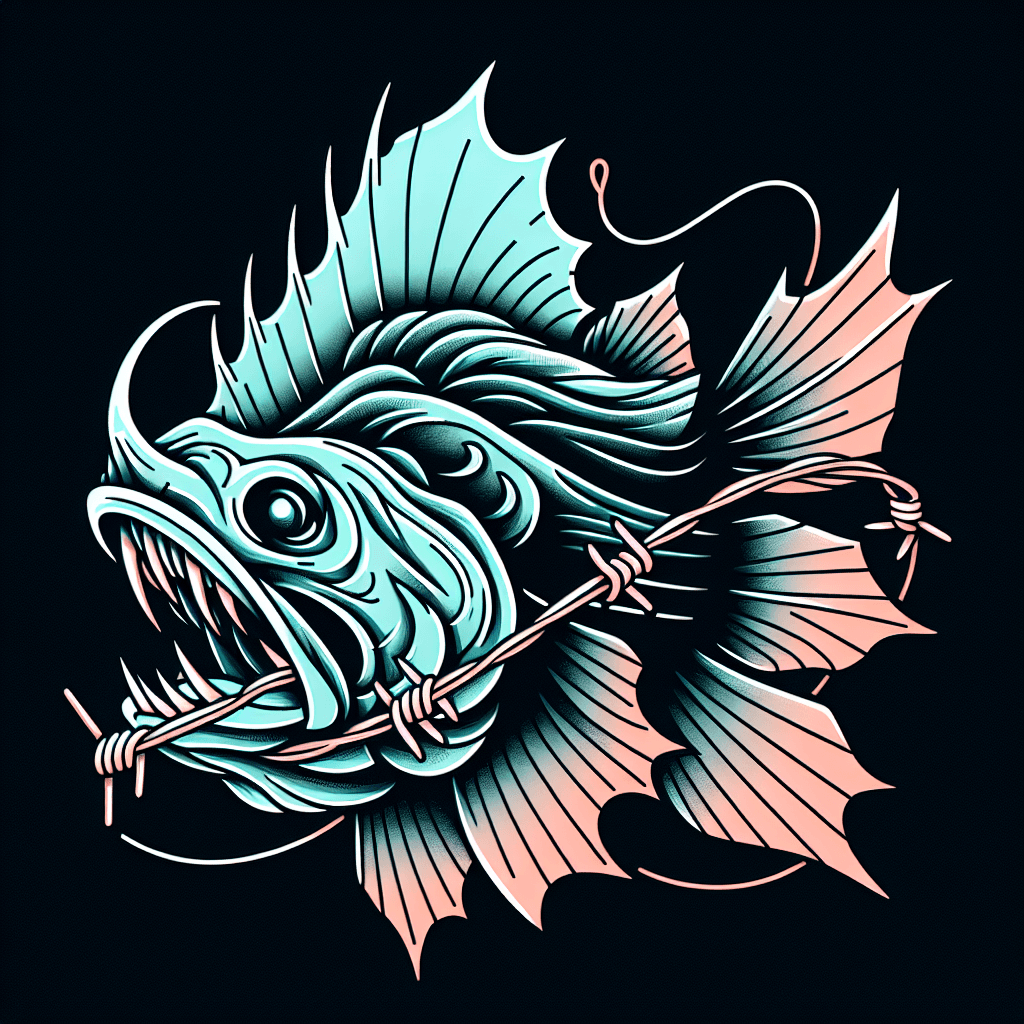 anglerfish chewing barbed wire