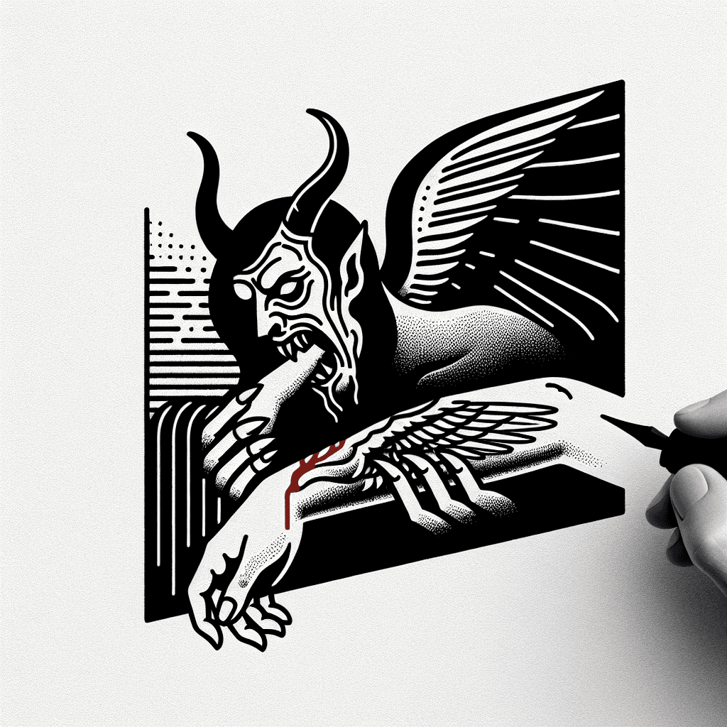 demon eating angel