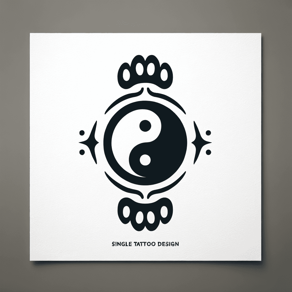 ying yang with 2 paw prints