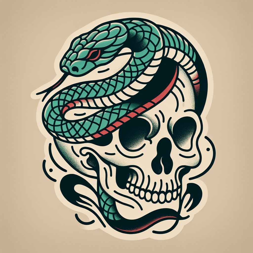 snake slithering through skull
