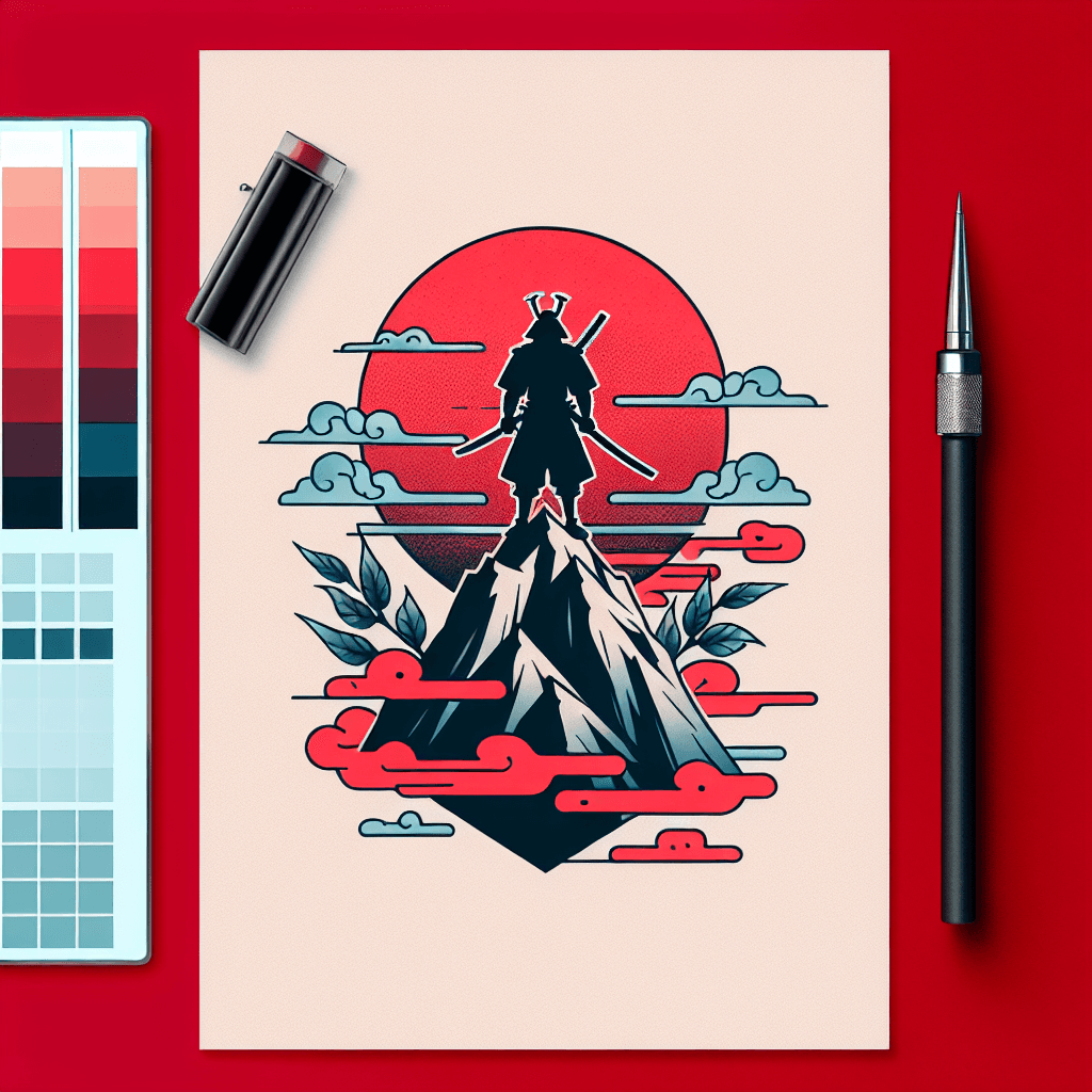 samurai standing on smoky mountain