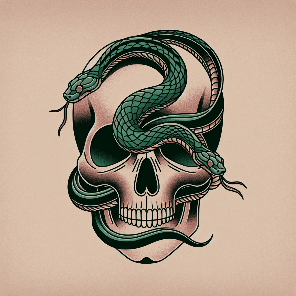 snake slithering through skull