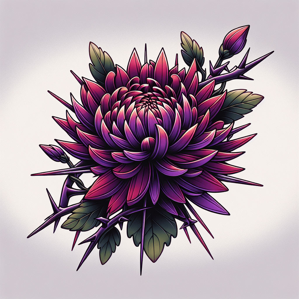 chrysanthemum wrapped in thorns