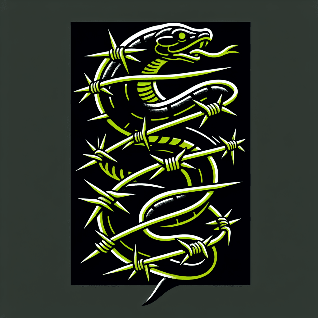 snake made of barbed wire