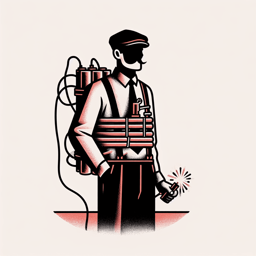 crazy man strapped with dynamite