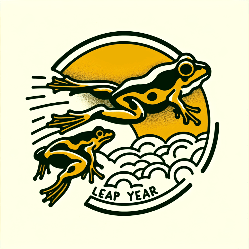 frog leaping over another frog with the words leap year