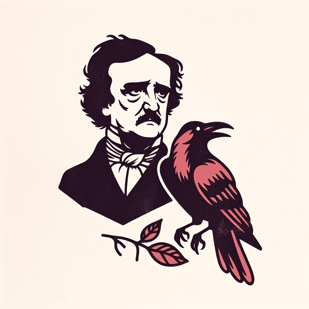 edgar allan poe pictured with a crow