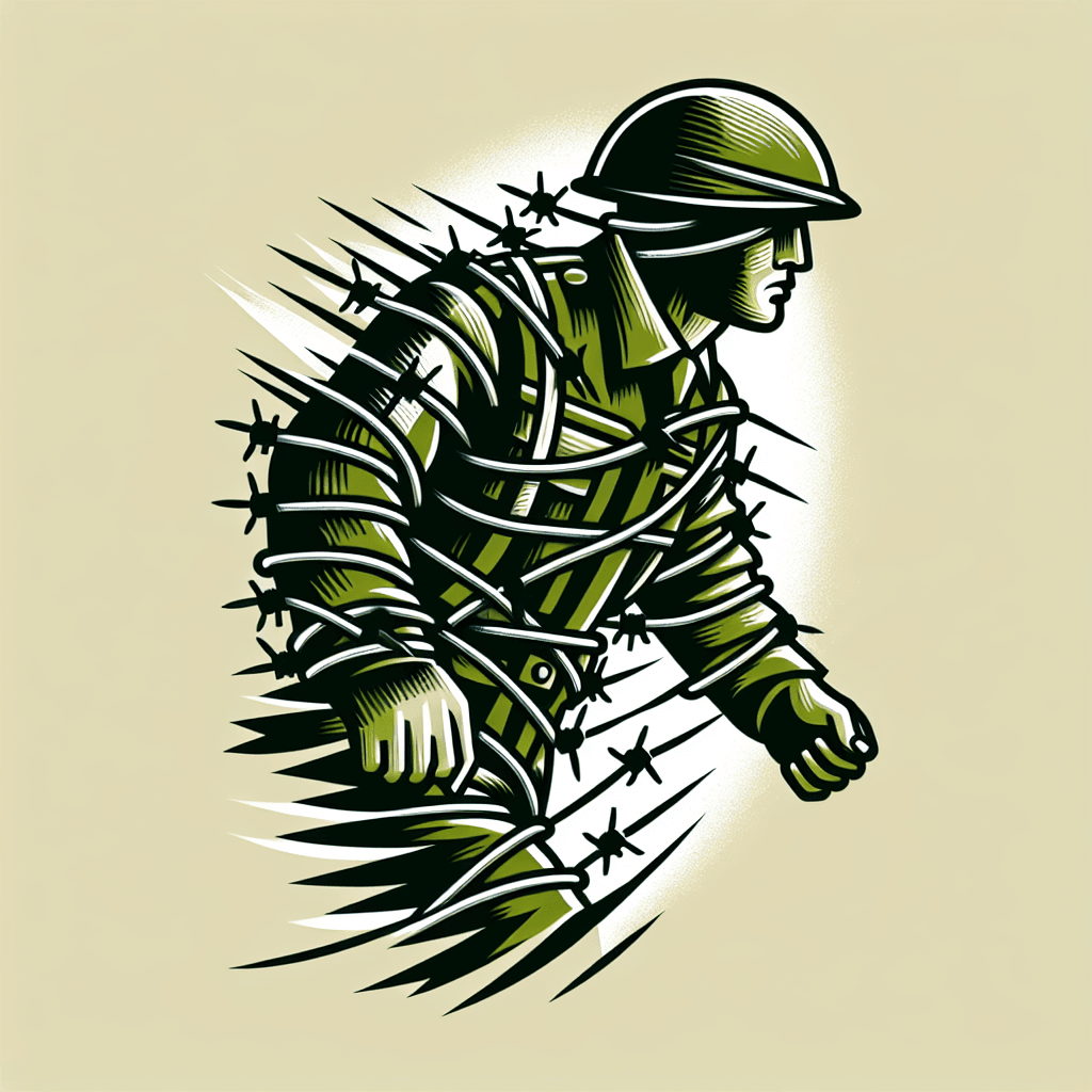 soldier made of barbed wire