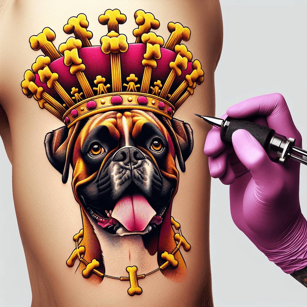 boxer dog wearing a crown of dog treats