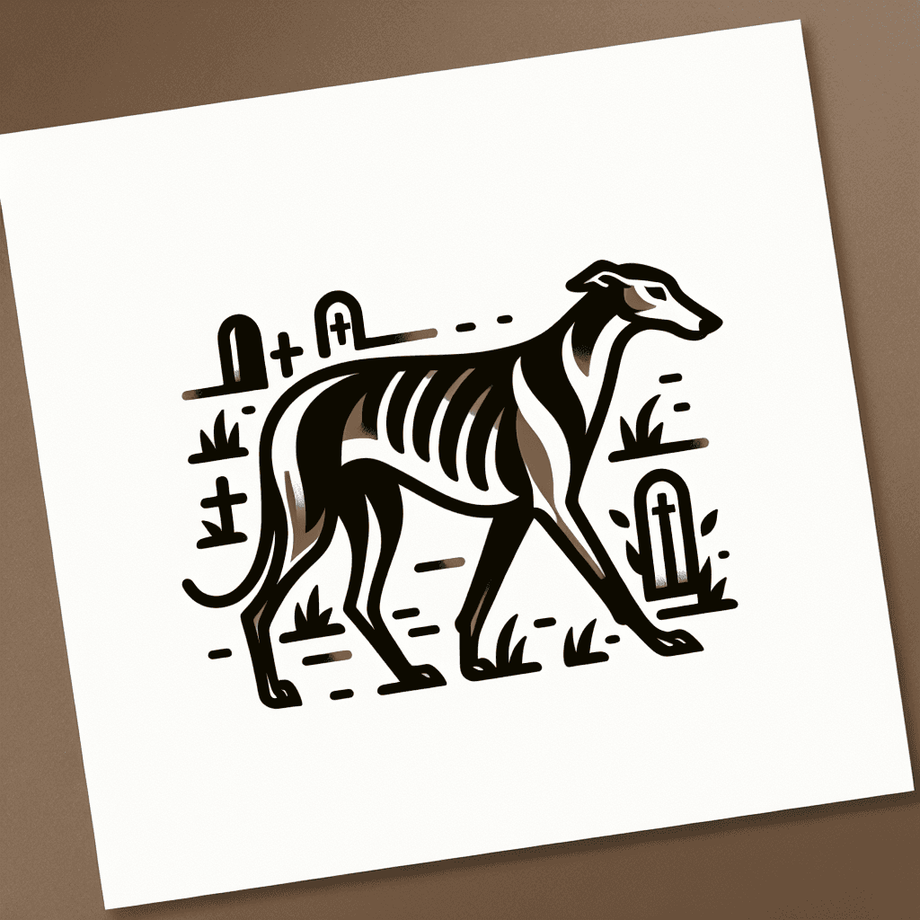 brown greyhounds walking through a cemetery