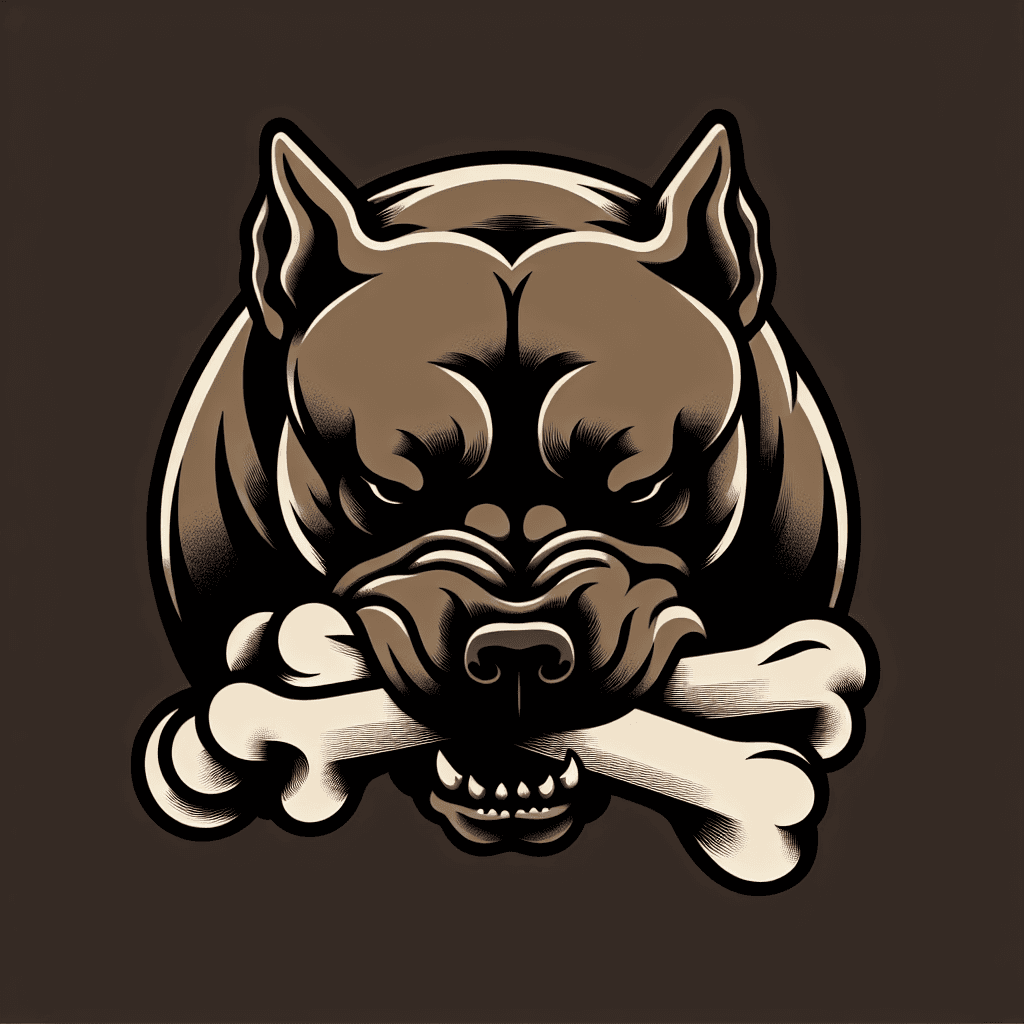 brown pitbull chewing a bone