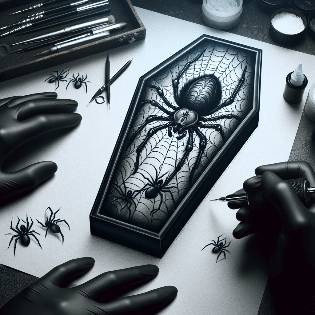 coffin covered in spiders
