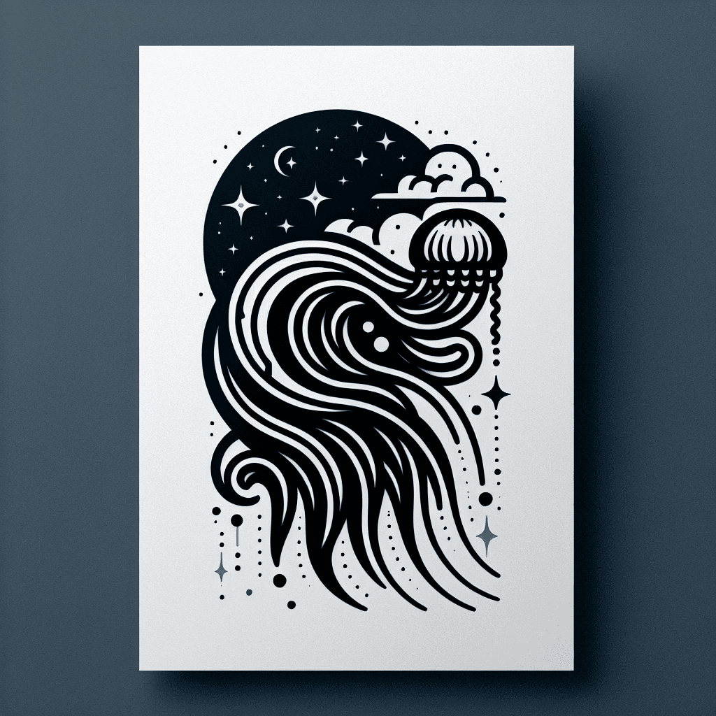 abstract wave with a jellyfish
