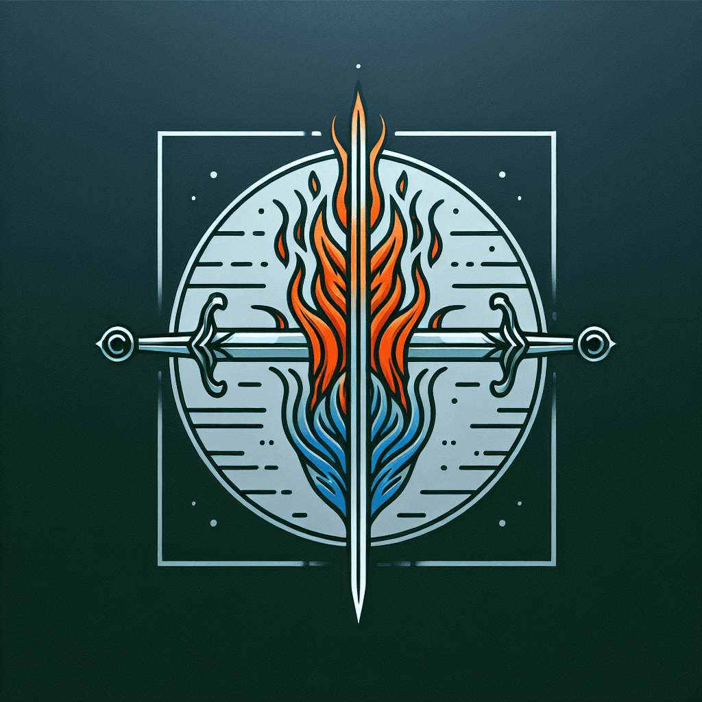 fiery swords crossing a shield