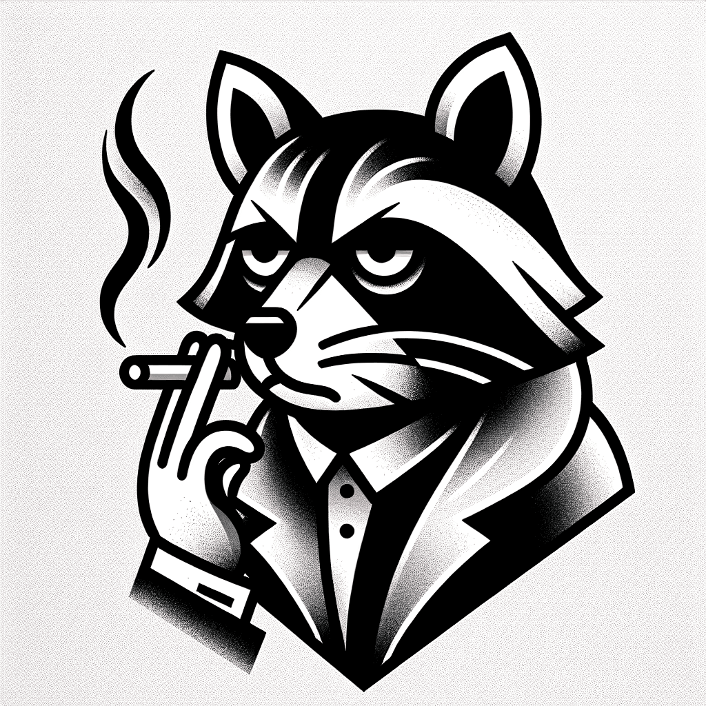 angry raccoon smoking a cigarette