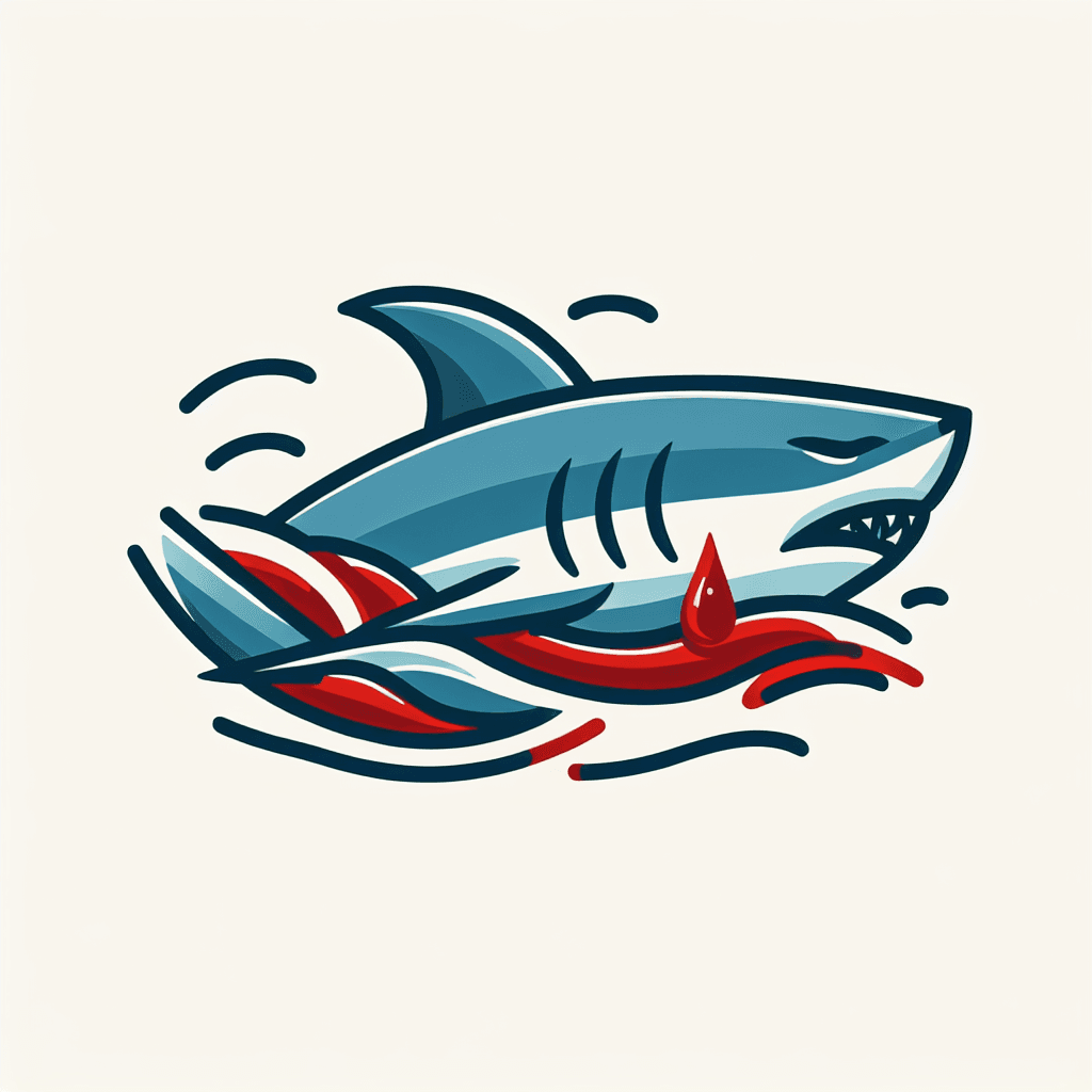 shark with blood in the water