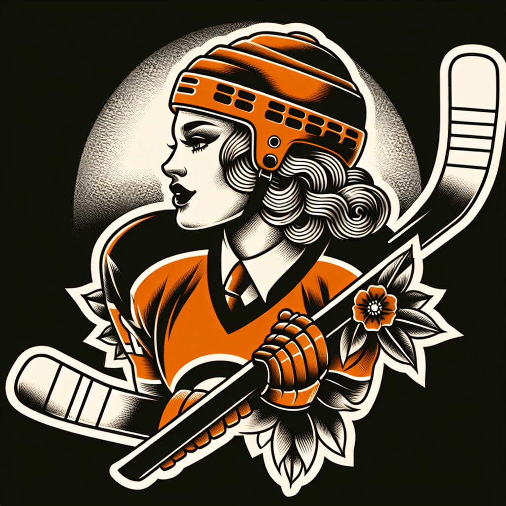 pin up girl dressed as a hockey player