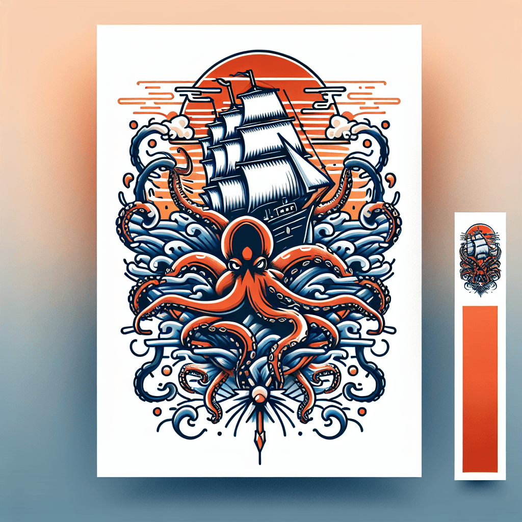 giant octopus attacking a clipper ship