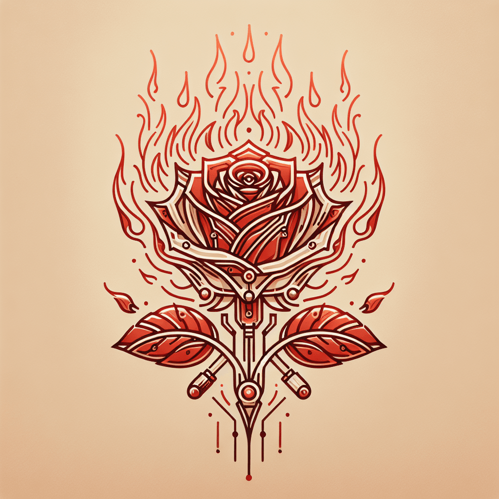 a rose made of flames