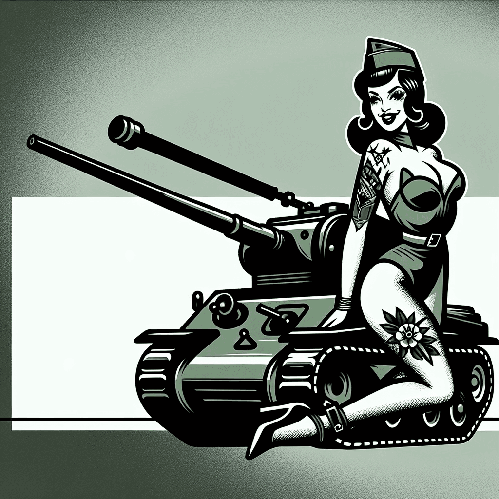 pinup girl in a army tank